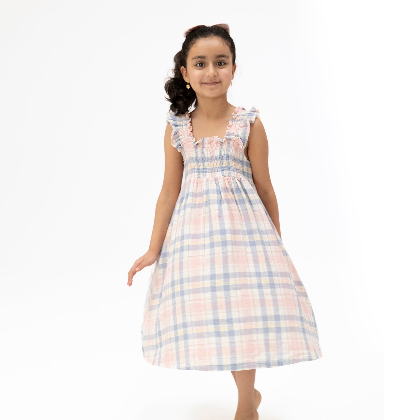 Smocked Sundress: Dusty Plaid