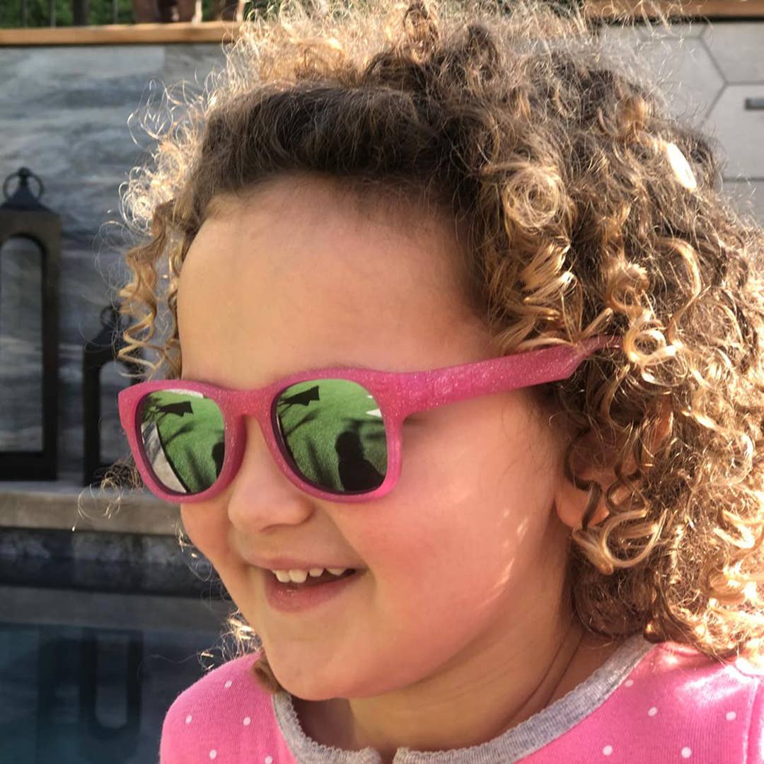 Pink Glitter Sunglasses: Junior (Ages 5+) / Blue Polarized Lens