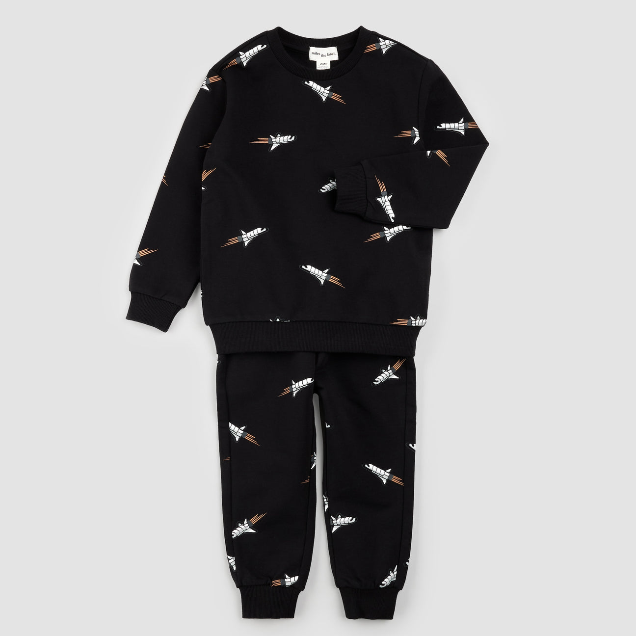 Space Shuttle Print Black Jogger Set
