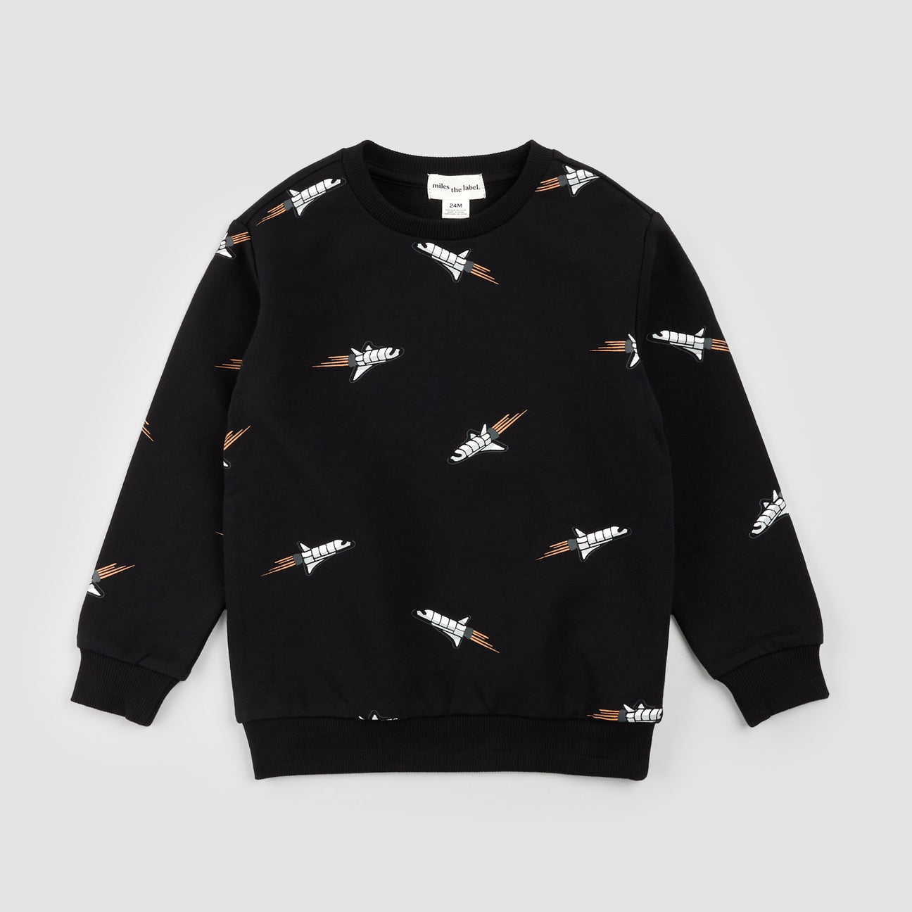 Space Shuttle Print Black Sweatshirt