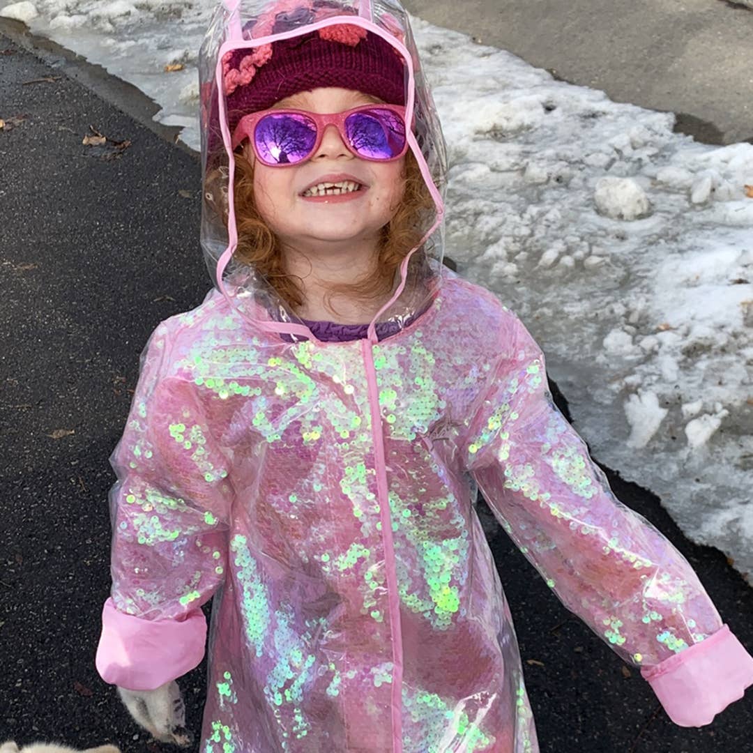Pink Glitter Sunglasses: Junior (Ages 5+) / Blue Polarized Lens