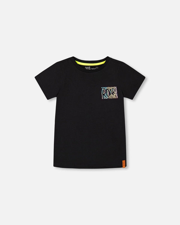 Organic Cotton Graphic T Black & Multicolored Dino