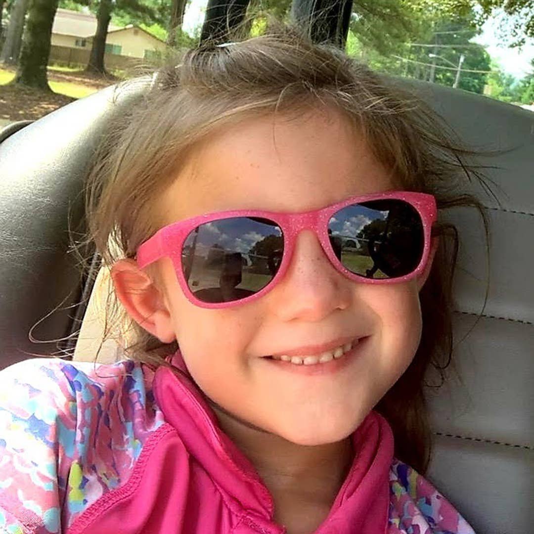 Pink Glitter Sunglasses: Junior (Ages 5+) / Blue Polarized Lens