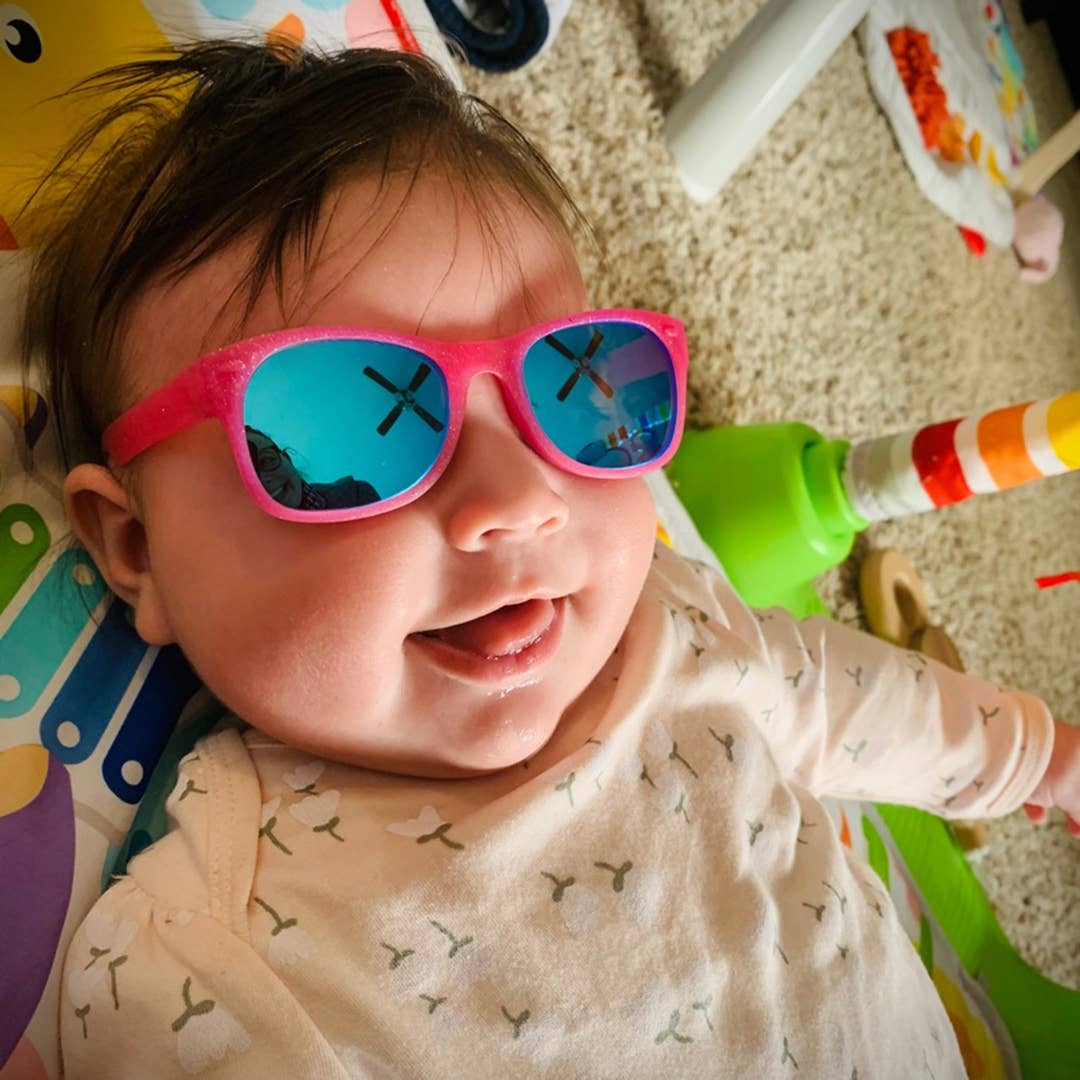 Pink Glitter Sunglasses: Junior (Ages 5+) / Blue Polarized Lens