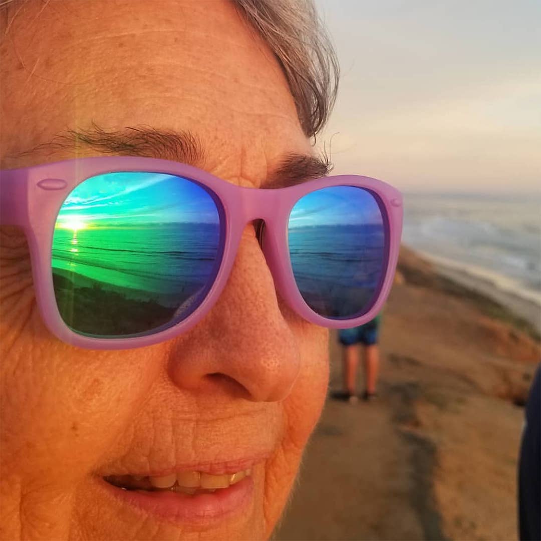 Lavender Glitter Sunglasses: Junior (Ages 5+) / Blue Lens