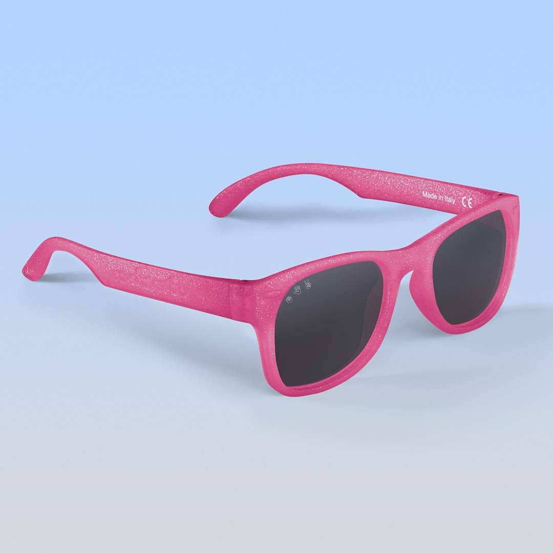 Pink Glitter Sunglasses: Junior (Ages 5+) / Purple Polarized Lens