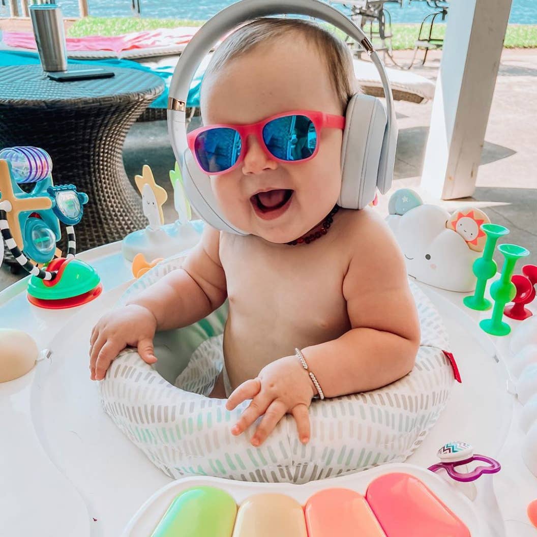 Pink Glitter Sunglasses: Junior (Ages 5+) / Purple Polarized Lens