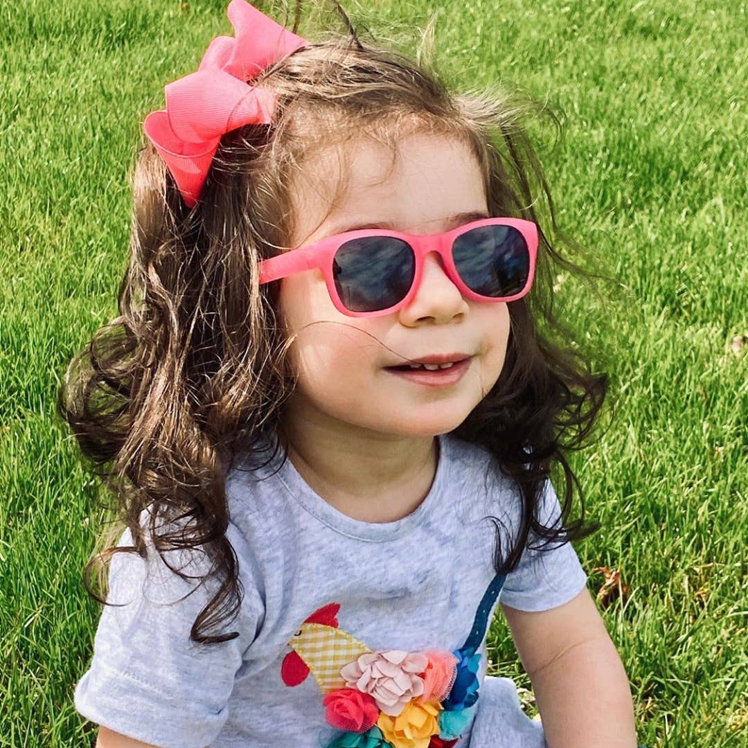 Pink Glitter Sunglasses: Junior (Ages 5+) / Purple Polarized Lens