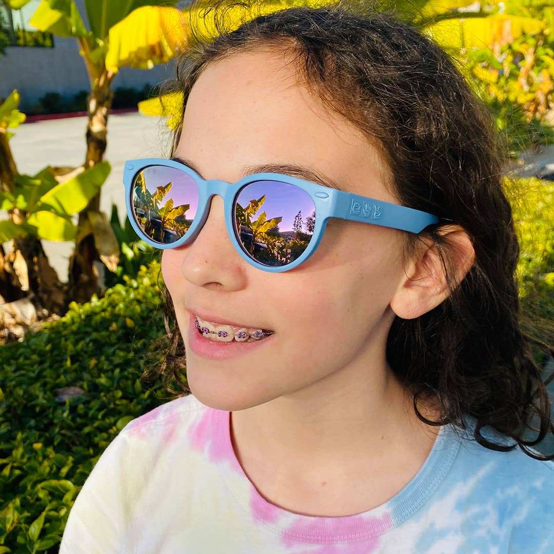 Round Sunglasses | Cloudy Blue: Toddler (Ages 2-4) / Grey Polarized Lens