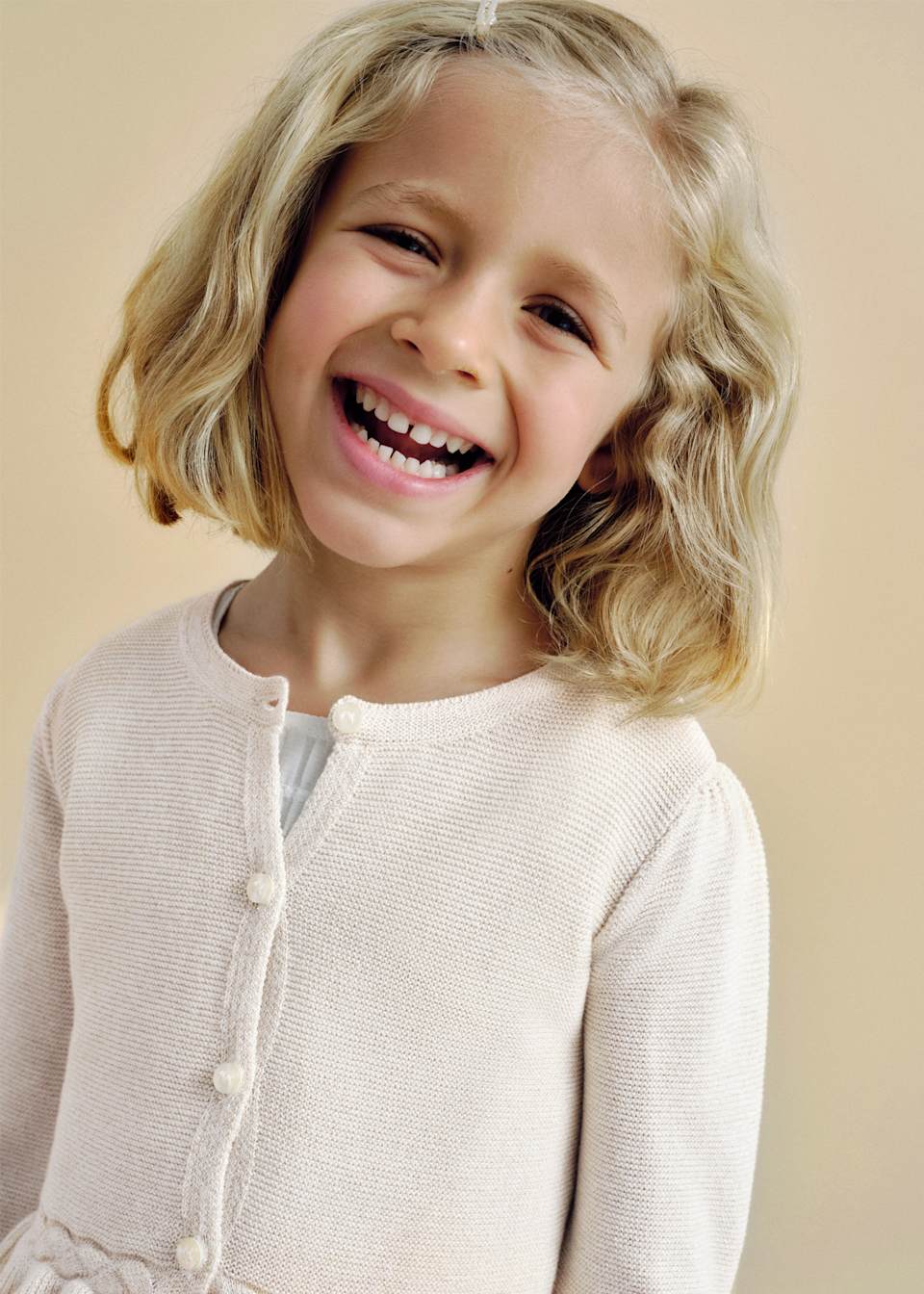 Cream/Metallic Knit Cardigan w/ Braided Details