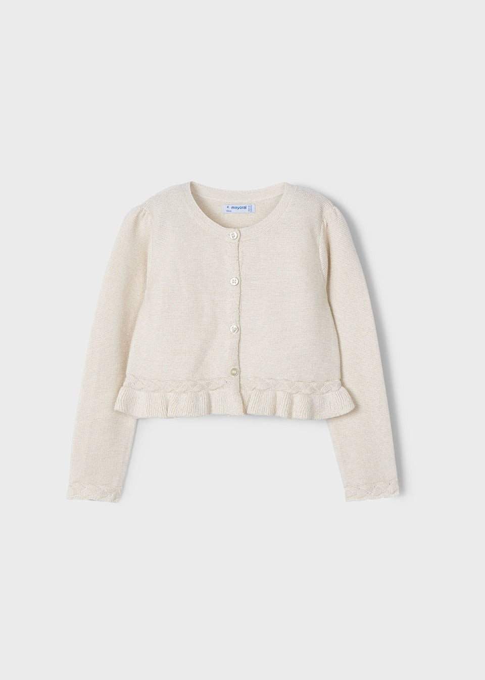 Cream/Metallic Knit Cardigan w/ Braided Details
