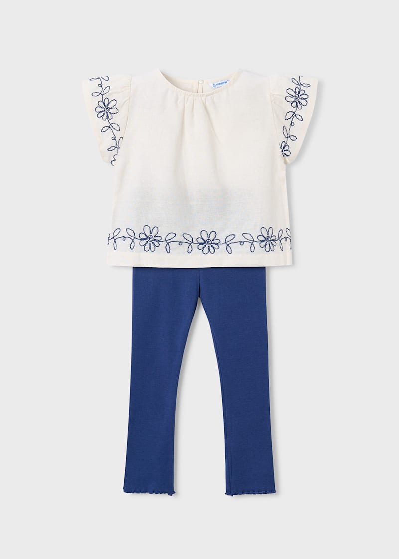 Embroidered Tee & Leggings Set