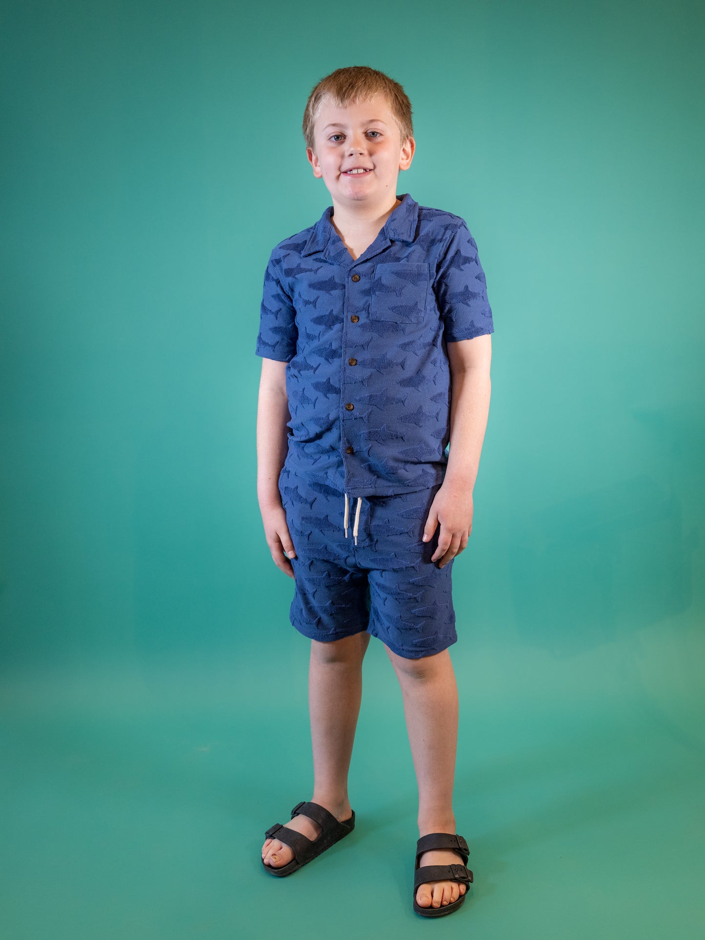 Resort Shirt Navy Sharks