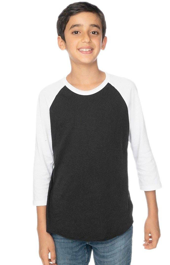 Youth Triblend Raglan Baseball Shirt: Tri White / Tri Onyx / S 8