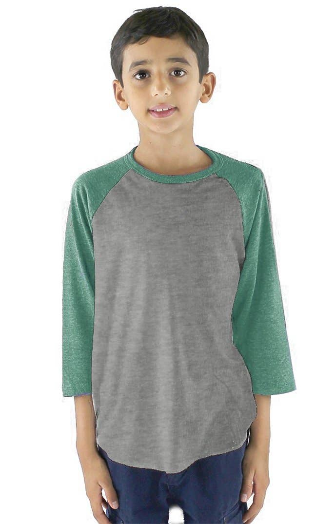 Youth Triblend Raglan Baseball Shirt: Tri White / Tri Onyx / L 12