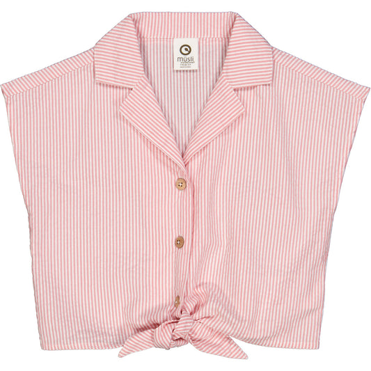 Seersucker crop tie shirt - GOTS