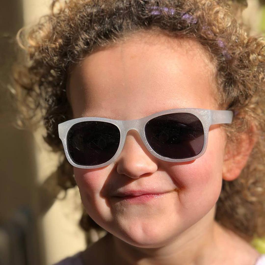 Silver Glitter Sunglasses: Toddler (Ages 2-4) / Purple Polarized Lens