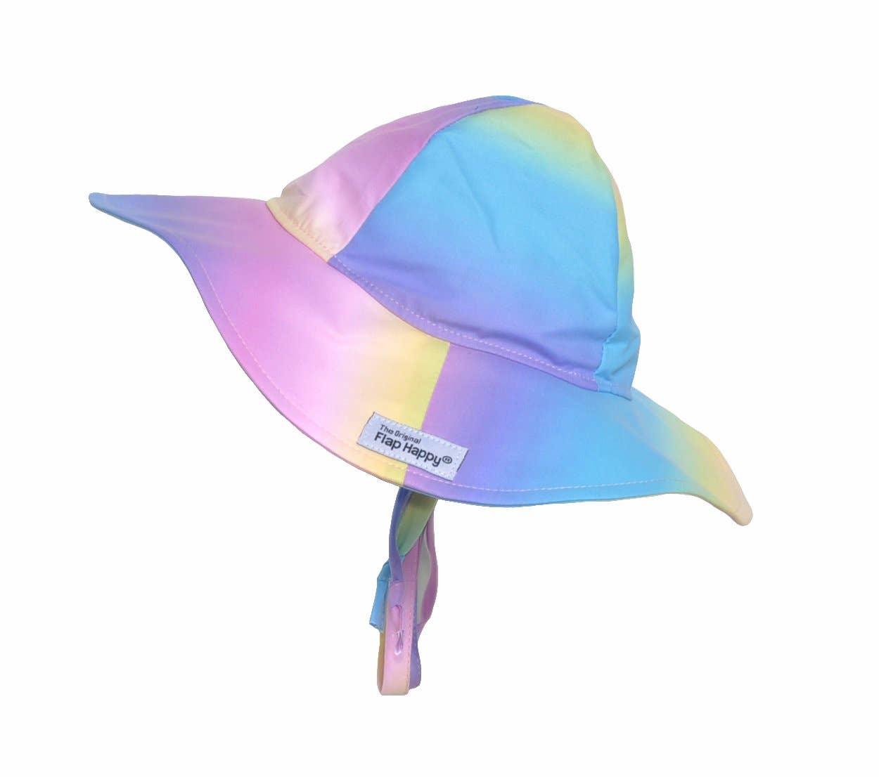 Kids UPF50+ Girls and Boys Floppy Sun Hat: Rainbow Ombre / XS