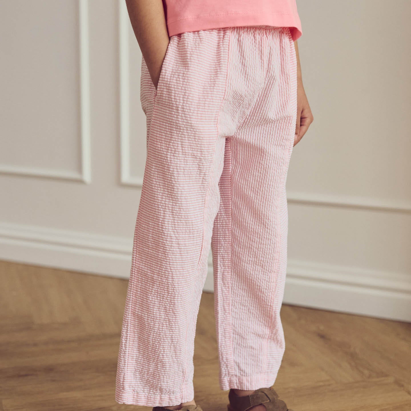 Seersucker stripe pants - GOTS