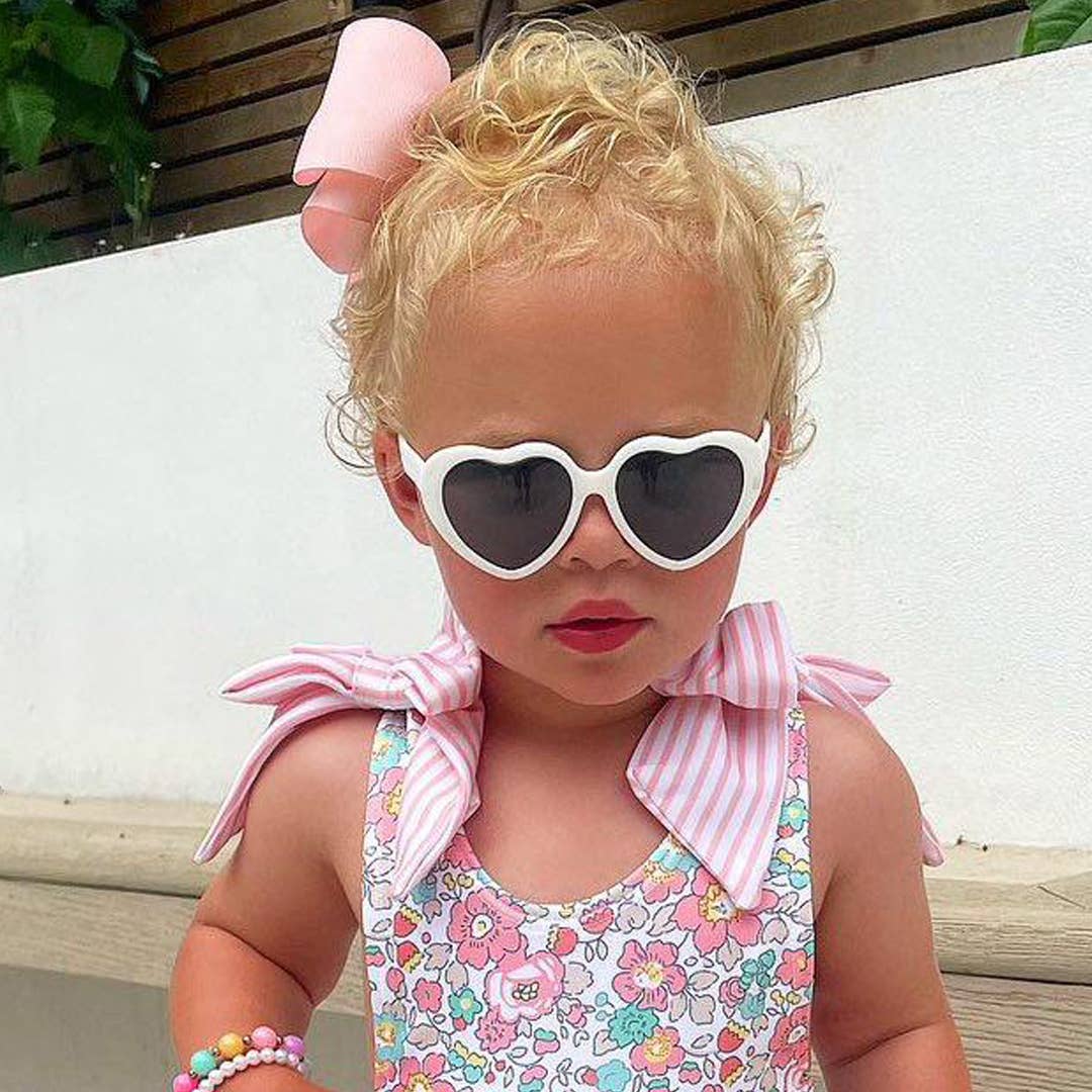 Heart Sunglasses White: Junior (Ages 5+) / Rose Gold Lens