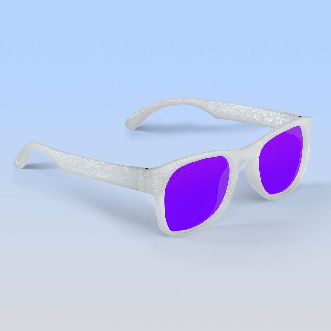 Silver Glitter Sunglasses: Toddler (Ages 2-4) / Purple Polarized Lens