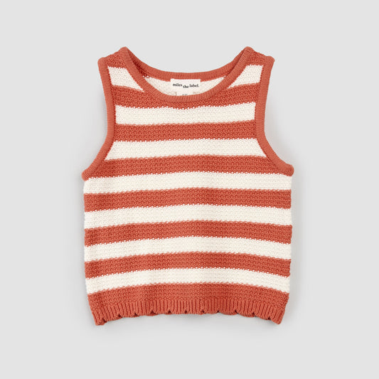 Striped Crochet Knit Tank Top