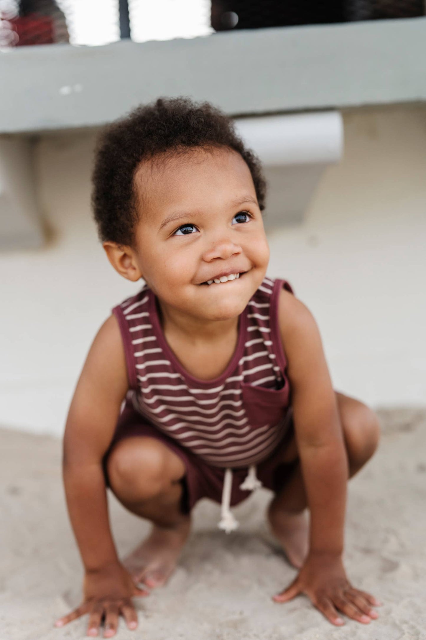 Boy's Pocket Tank in Burgundy Stripe: 5T / Burgundy Stripe