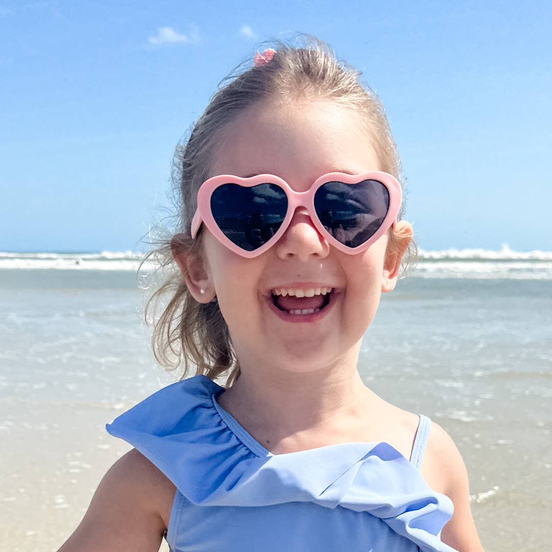 Heart Sunglasses | Peach: Junior (Ages 5+) / Rose Gold Polarized Lens