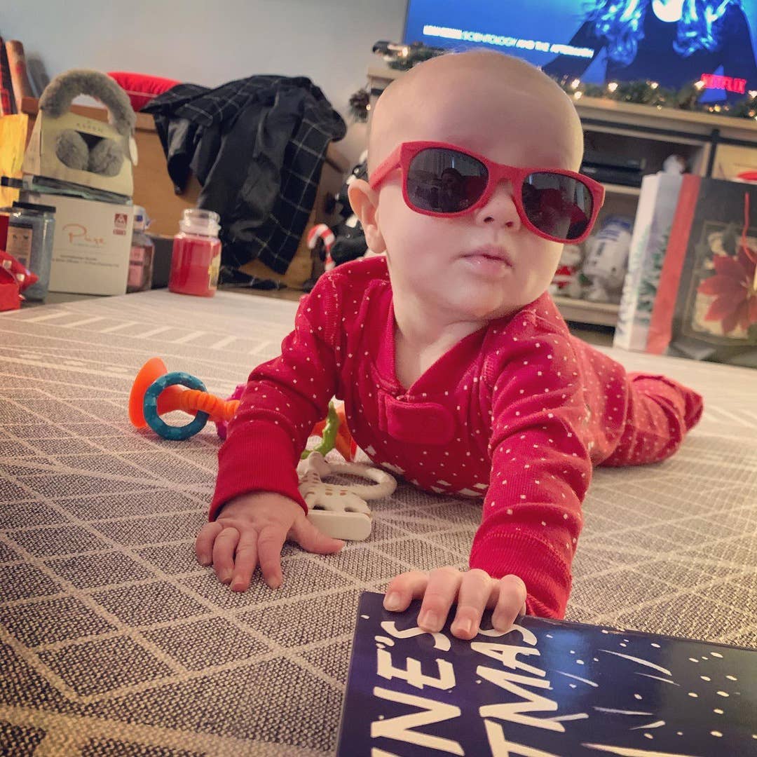 Red Sunglasses: Baby (Ages 0-2) / Chrome Polarized Lens