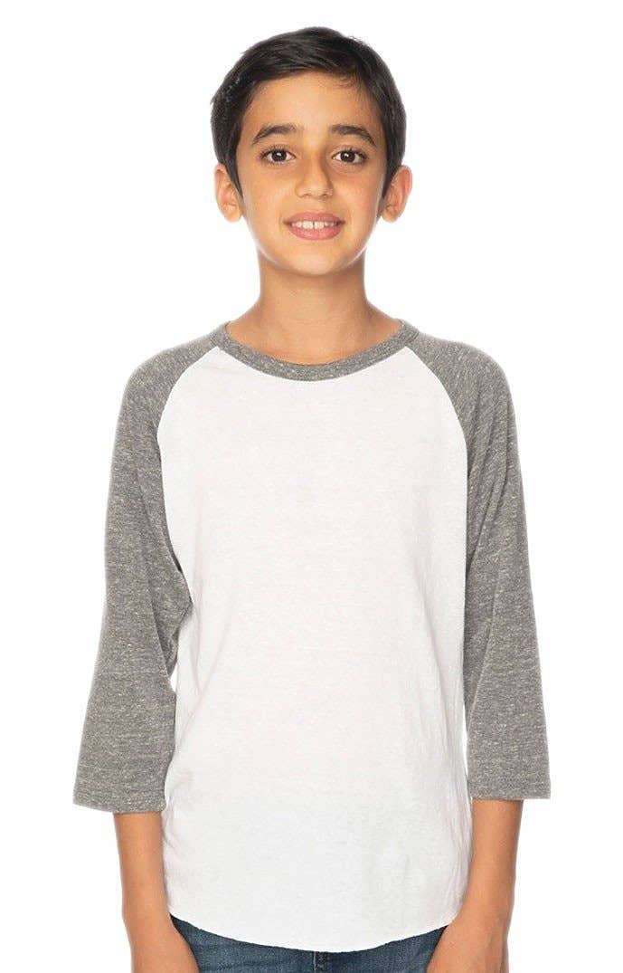 Youth Triblend Raglan Baseball Shirt: Tri White / Tri Onyx / M 10