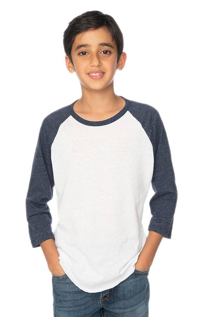 Youth Triblend Raglan Baseball Shirt: Tri White / Tri Onyx / S 8