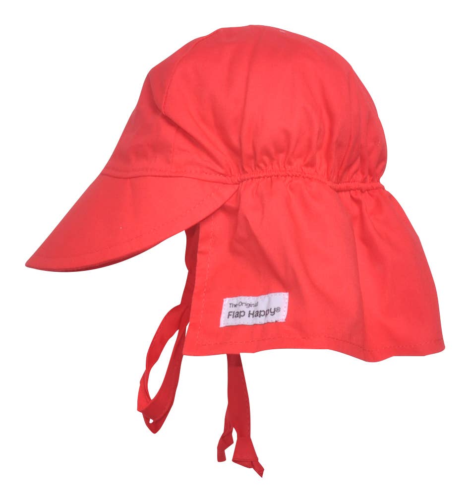 Kids UPF 50+ Girls and Boys Original Flap Hat with Ties: Vanilla Stripe Seersucker / M