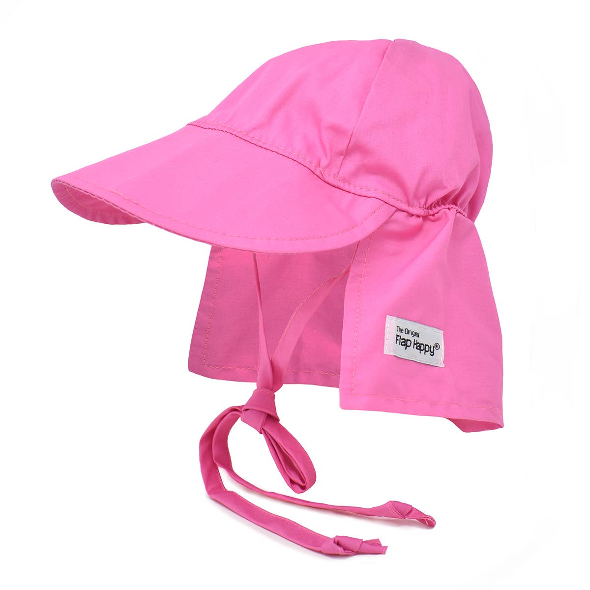 Kids UPF 50+ Girls and Boys Original Flap Hat with Ties: Vanilla Stripe Seersucker / S