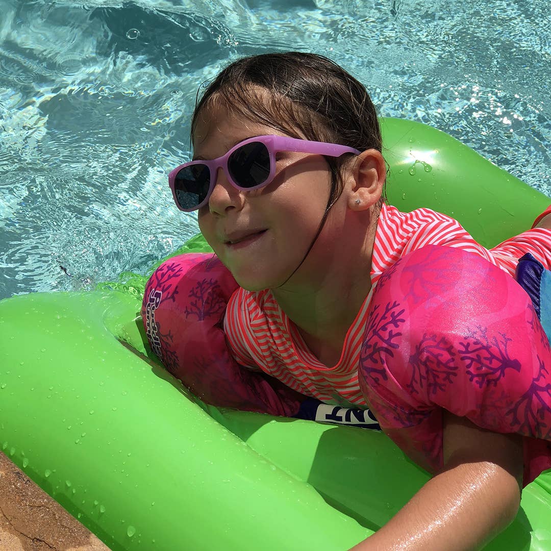 Lavender Glitter Sunglasses: Junior (Ages 5+) / Blue Lens