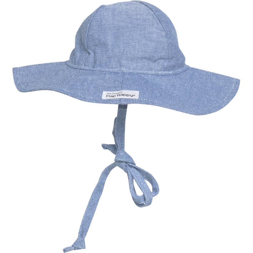 Kids UPF50+ Girls and Boys Floppy Sun Hat: Chambray / S