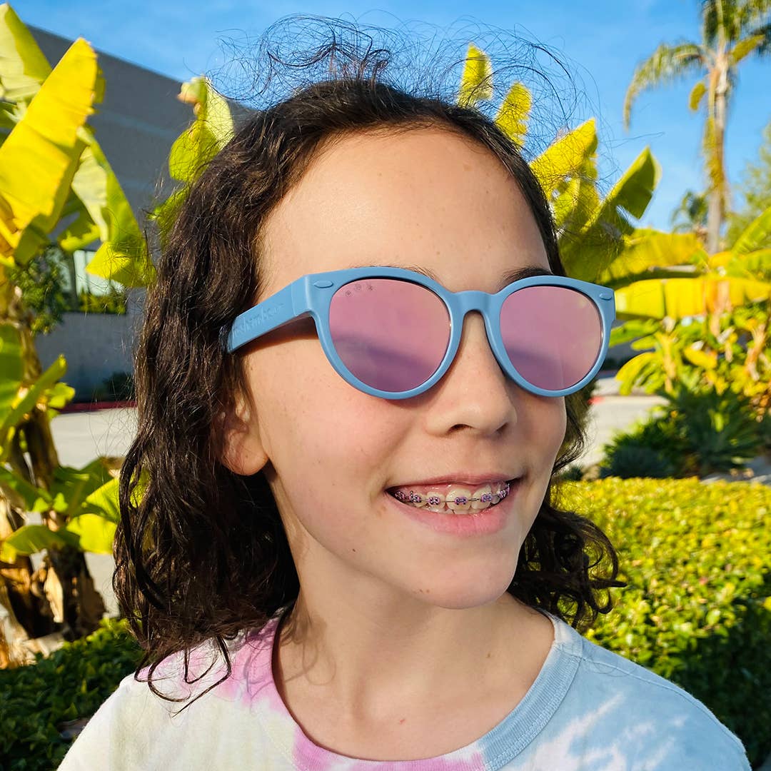 Round Sunglasses | Cloudy Blue: Junior (Ages 5+) / Grey Polarized Lens