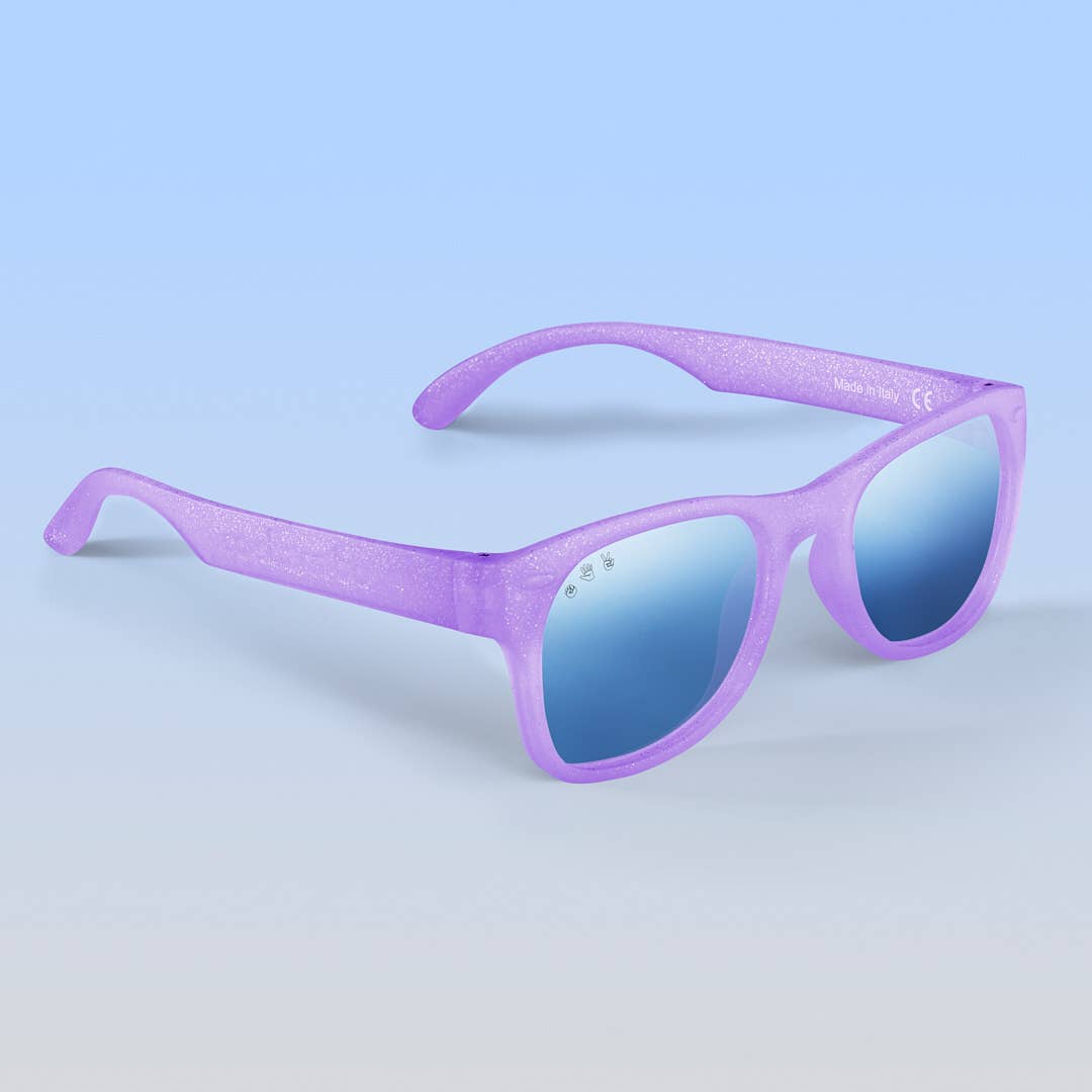 Lavender Glitter Sunglasses: Adult S/M - Blue Lens