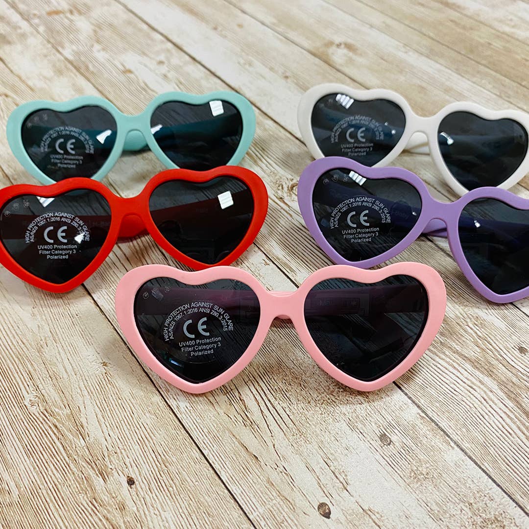 Heart Sunglasses | White: Junior (Ages 5+) / Purple Lens