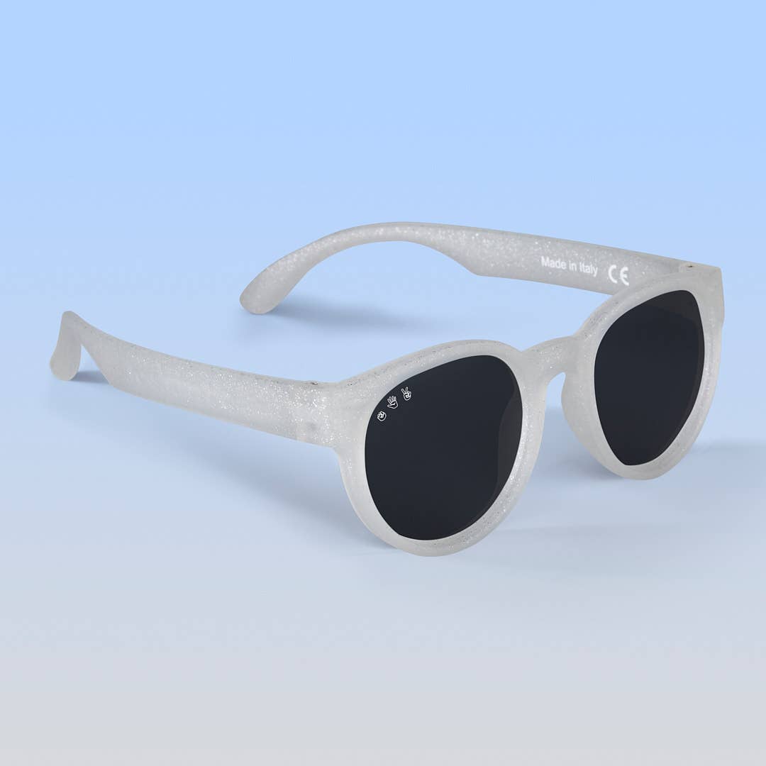 Round Sunglasses | Silver Glitter: Junior (Ages 5+) / Polarized Blue Mirrored