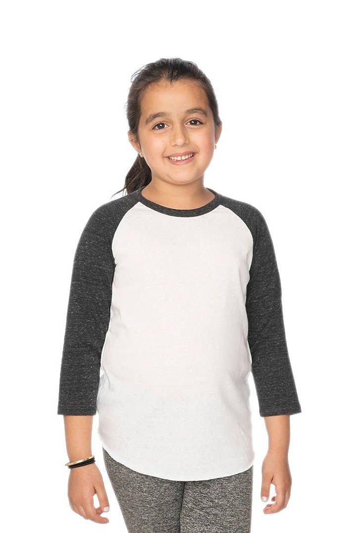 Youth Triblend Raglan Baseball Shirt: Tri White / Tri Onyx / M 10