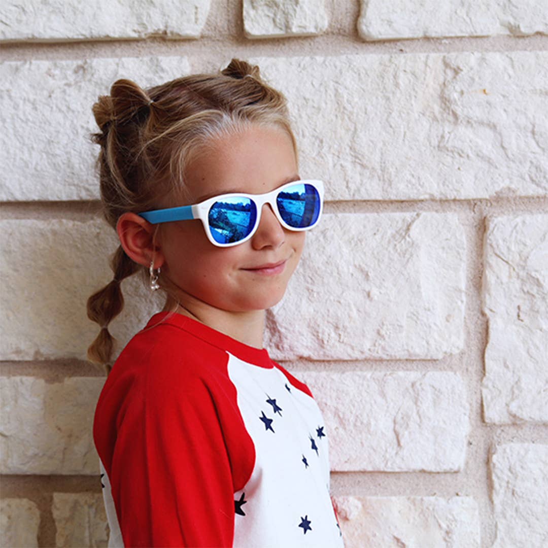Red-White-Blue 4th of July Sunglasses: Baby (Ages 0-2) / Blue Polarized Lens