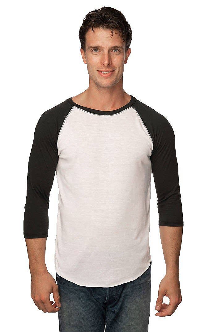 UNISEX TRIBLEND RAGLAN BASEBALL SHIRT: Tri White / Tri Vintage Grey / M