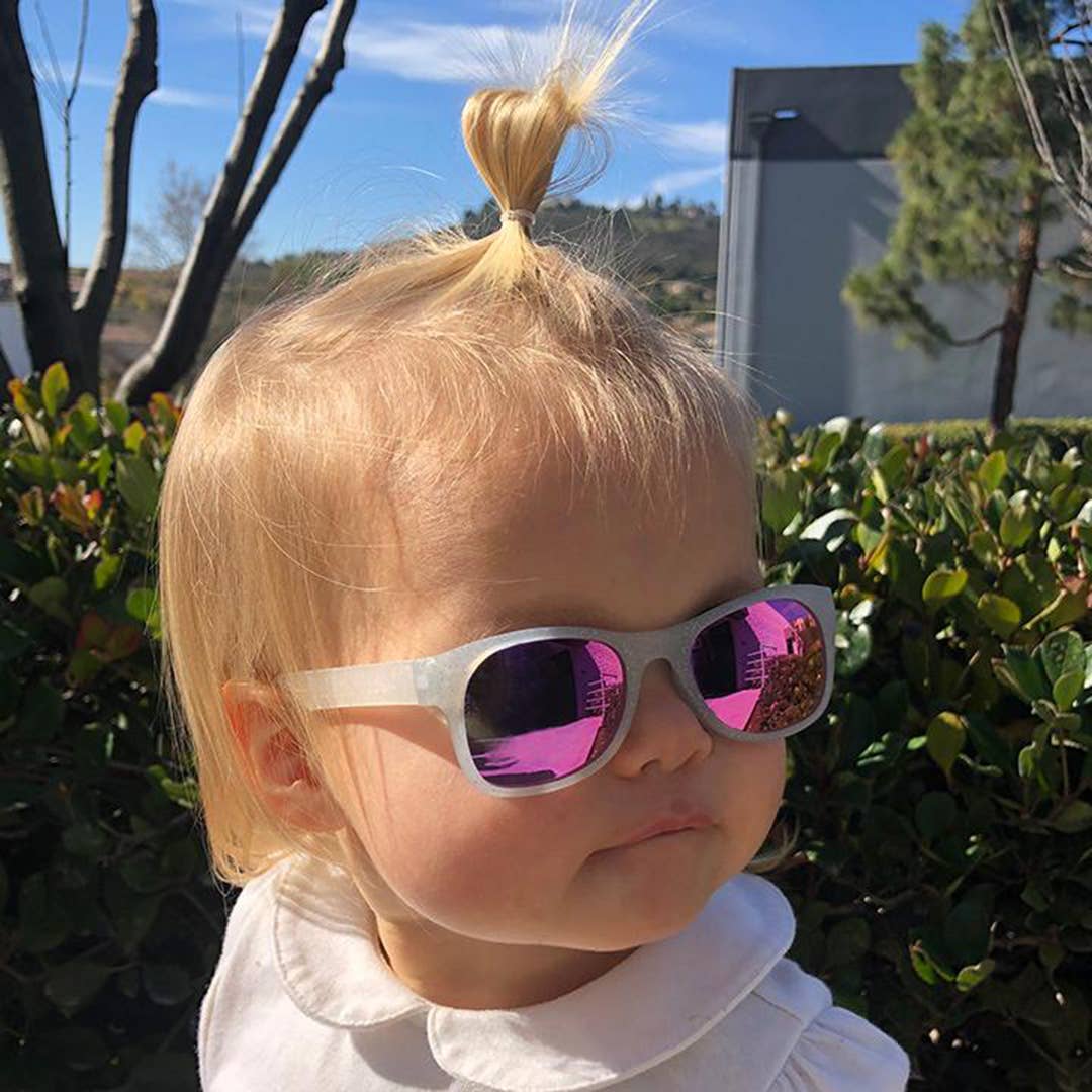 Silver Glitter Sunglasses: Toddler (Ages 2-4) / Purple Polarized Lens