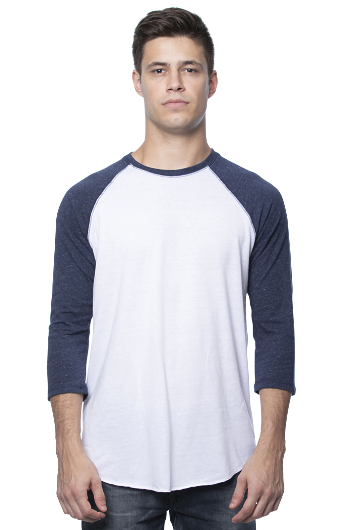 UNISEX TRIBLEND RAGLAN BASEBALL SHIRT: Tri White / Tri Vintage Grey / M