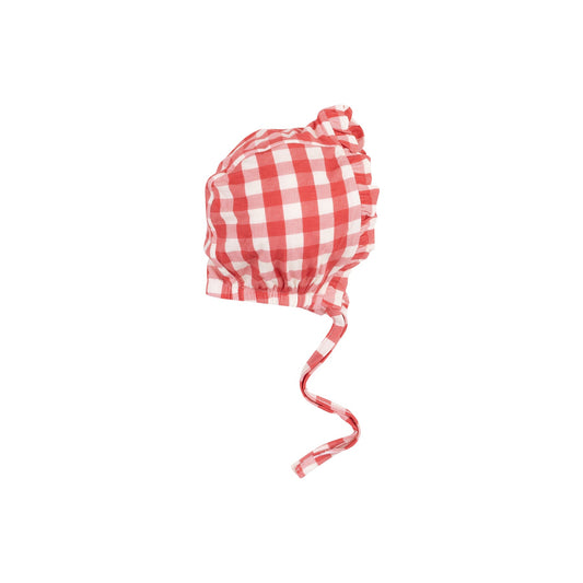 Ruffle Bonnet - - Strawberry Gingham