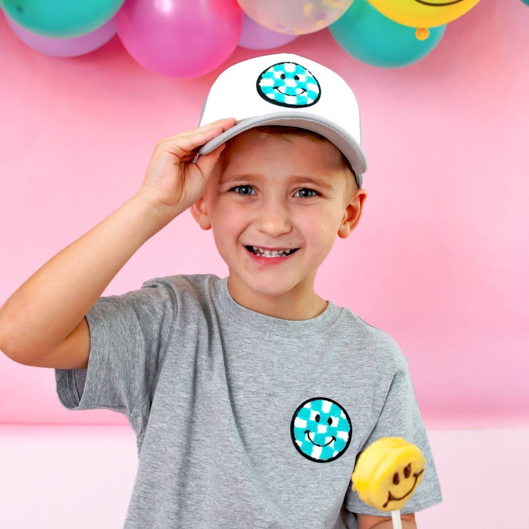 Smiley Checker Patch Trucker Hat