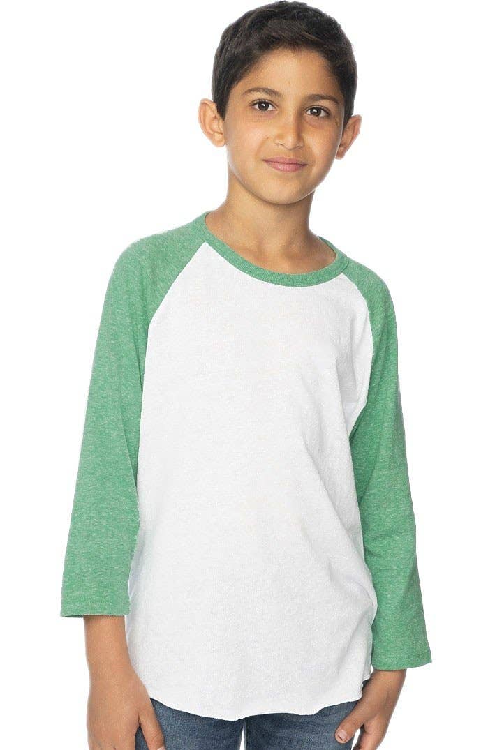 Youth Triblend Raglan Baseball Shirt: Tri White / Tri Onyx / M 10