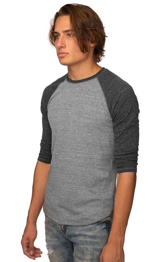 UNISEX TRIBLEND RAGLAN BASEBALL SHIRT: Tri White / Tri Vintage Grey / M