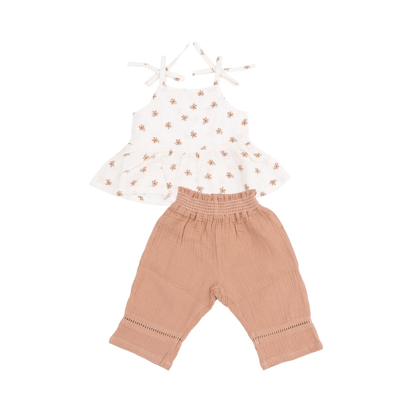 Bitty Bloom Peplum Tank & Smocked-waist Pants