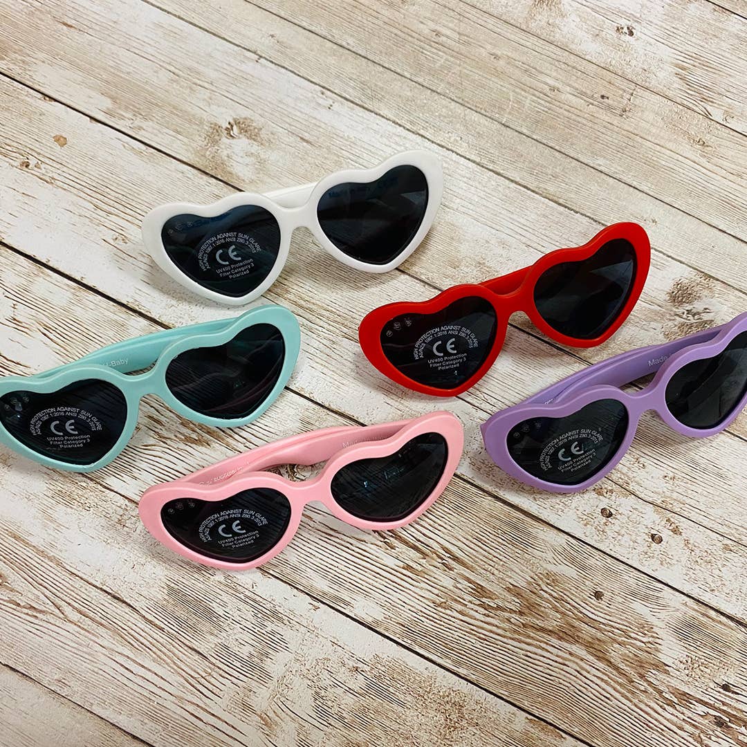 Heart Sunglasses White: Junior (Ages 5+) / Rose Gold Lens